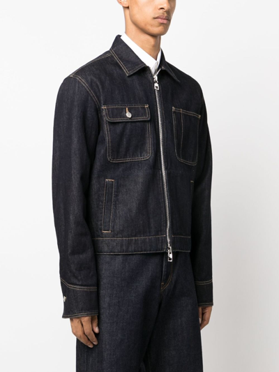 Shop Alexander Mcqueen Zip-up Denim Jacket In Blue