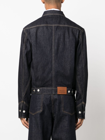 Shop Alexander Mcqueen Zip-up Denim Jacket In Blue