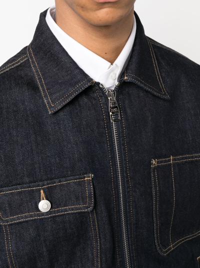 Shop Alexander Mcqueen Zip-up Denim Jacket In Blue