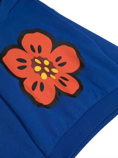 Shop Kenzo Boke Flower Patch Cotton Hoodie In Blue