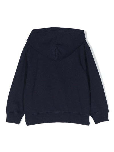 Shop There Was One Logo-print Cotton Hoodie In Blue