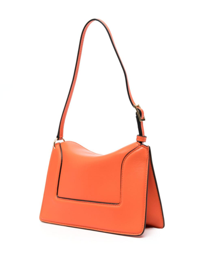 Shop Wandler Micro Penelope Leather Clutch Bag In Orange