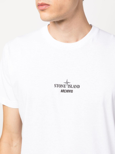 Shop Stone Island Logo-print Cotton T-shirt In White