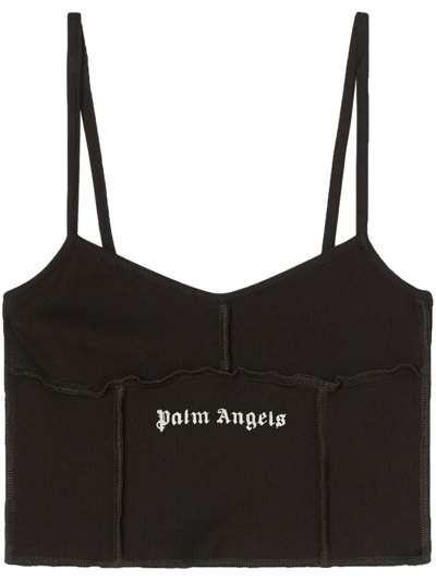 Palm Angels Logo-print Crop Top In Black