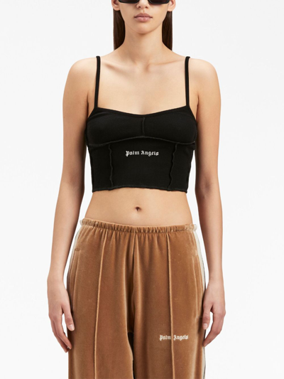 Palm Angels Logo-print Crop Top In Black