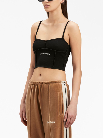 Palm Angels Logo-print Crop Top In Black