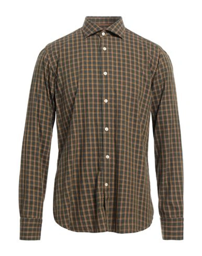 Shop Tintoria Mattei 954 Man Shirt Military Green Size 15 ½ Cotton