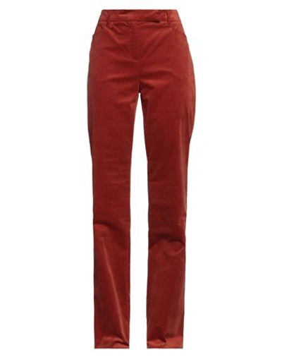 Shop Emme By Marella Woman Pants Rust Size 8 Cotton, Elastane In Red