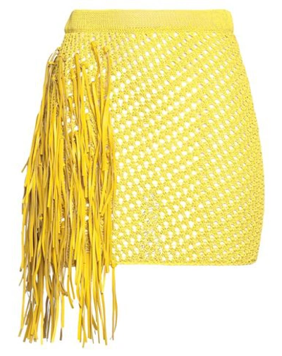 Shop Alyx 1017  9sm Woman Mini Skirt Yellow Size S Cotton, Polyamide, Goat Skin