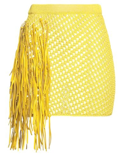 Alyx 1017  9sm Woman Mini Skirt Yellow Size S Cotton, Polyamide, Goat Skin In Yellow