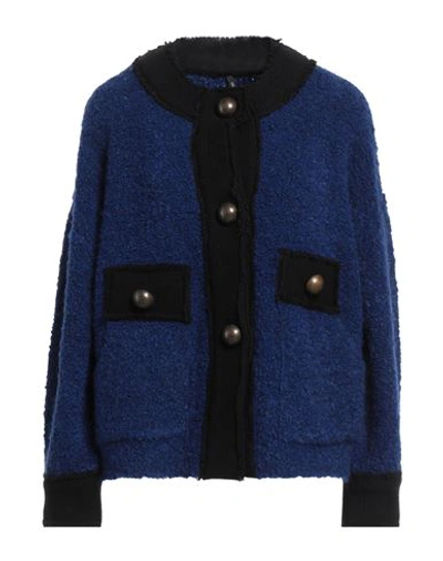 Shop Pierantonio Gaspari Woman Cardigan Blue Size 8 Virgin Wool, Acrylic, Alpaca Wool, Polyamide, Cashmer