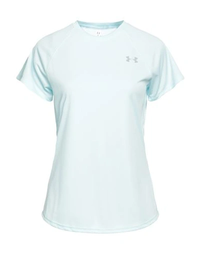 Under Armour Woman T-shirt Sky Blue Size M Polyester, Elastomultiester In Blue