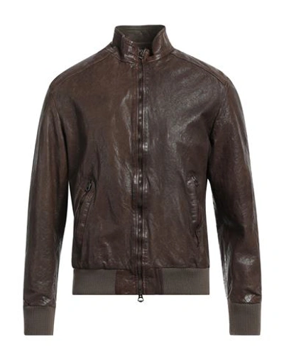Shop Masterpelle Man Jacket Cocoa Size Xxl Soft Leather In Brown