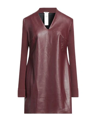 Wolford Woman Mini Dress Plum Size S Polyester, Elastane, Virgin Wool, Cotton, Polyurethane Coated In Burgundy