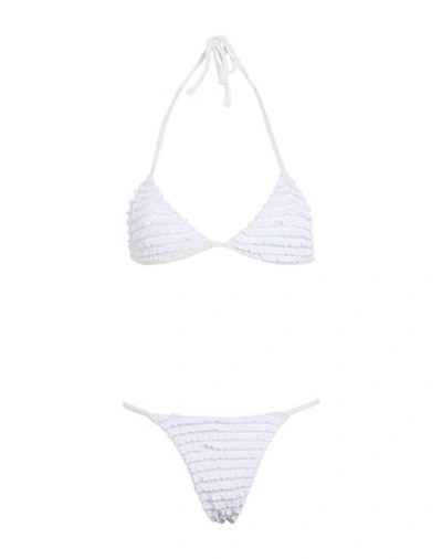Shop Frankies Bikinis Nana Ruffle Jacquard Top-spice Ruffle Jacquard Bottom Woman Bikini White Size L Nyl