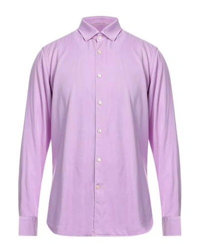 Shop Tintoria Mattei 954 Man Shirt Light Purple Size 15 ½ Tencel
