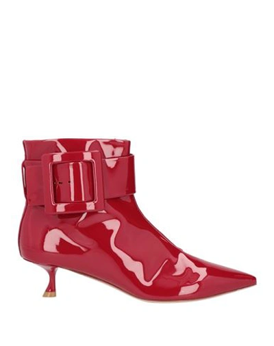 Shop Roger Vivier Woman Ankle Boots Red Size 8 Soft Leather