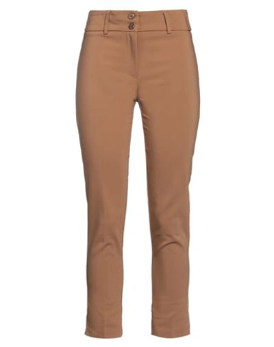 Shop Try Me Woman Pants Camel Size 6 Cotton, Polyester, Elastane In Beige