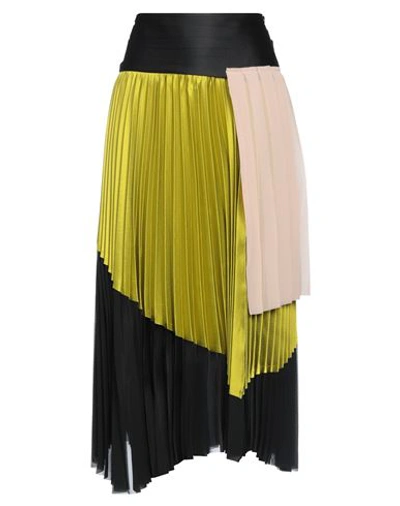 Diesel Black Gold Woman Midi Skirt Acid Green Size 00 Polyester In Green