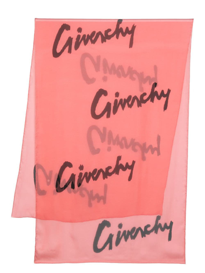 Shop Givenchy Logo-print Silk Scarf In Pink