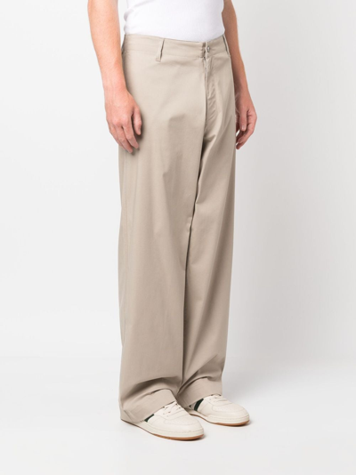 Shop Emporio Armani Sustainable Collection Straight-leg Trousers In Neutrals