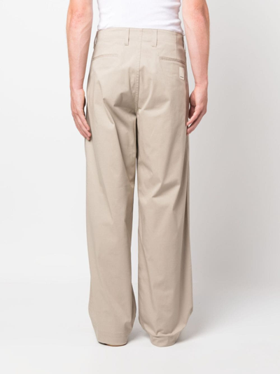 Shop Emporio Armani Sustainable Collection Straight-leg Trousers In Neutrals