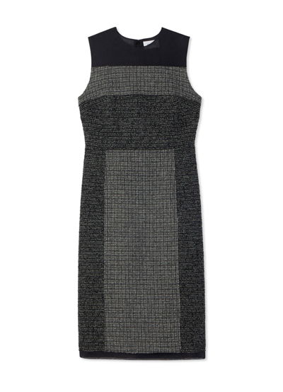 Shop St John Micro Pattern Tweed Dress In Dark Heather Gray/ecru/black Multi