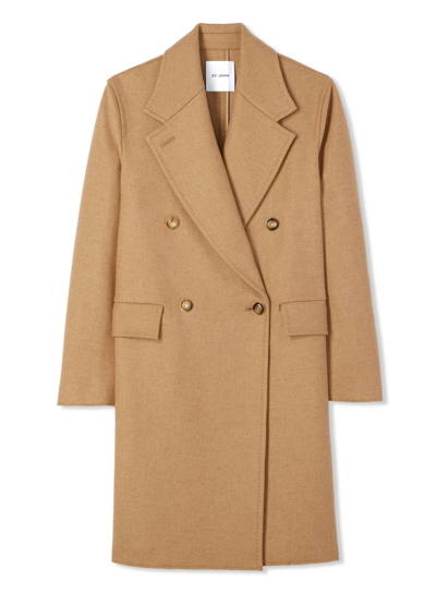 Shop St John Double-face Wool And Cashmere Blend Coat In Camel