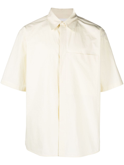 Shop Jil Sander Neutral Short Sleeve Cotton Shirt In Yellow