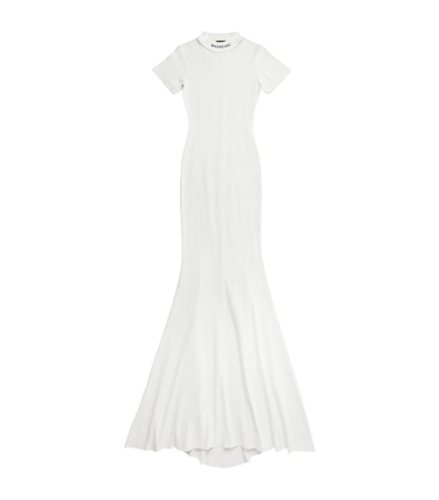 Shop Balenciaga Jersey T-shirt Maxi Dress In White