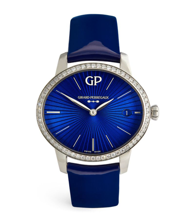 Shop Girard-perregaux Stainless Steel And Diamond Cat's Eye Eternity Watch 36mm In Silver