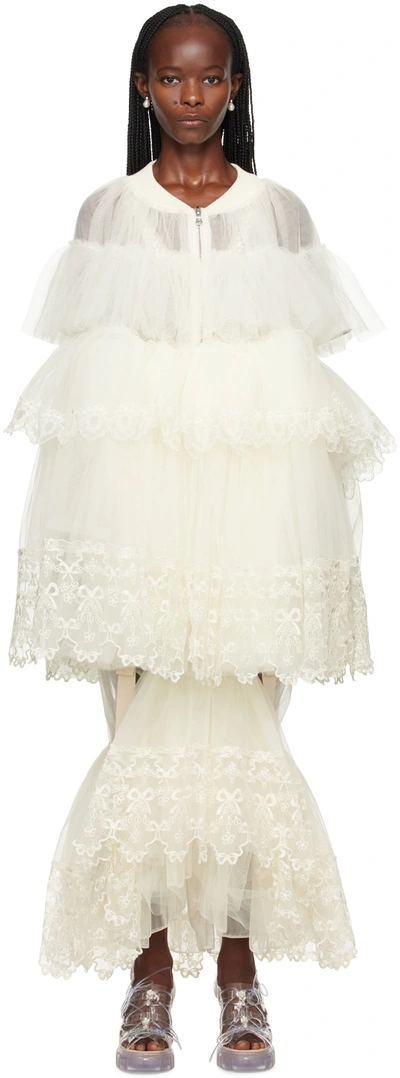 Shop Simone Rocha Ssense Exclusive Off-white Minidress In Ivory