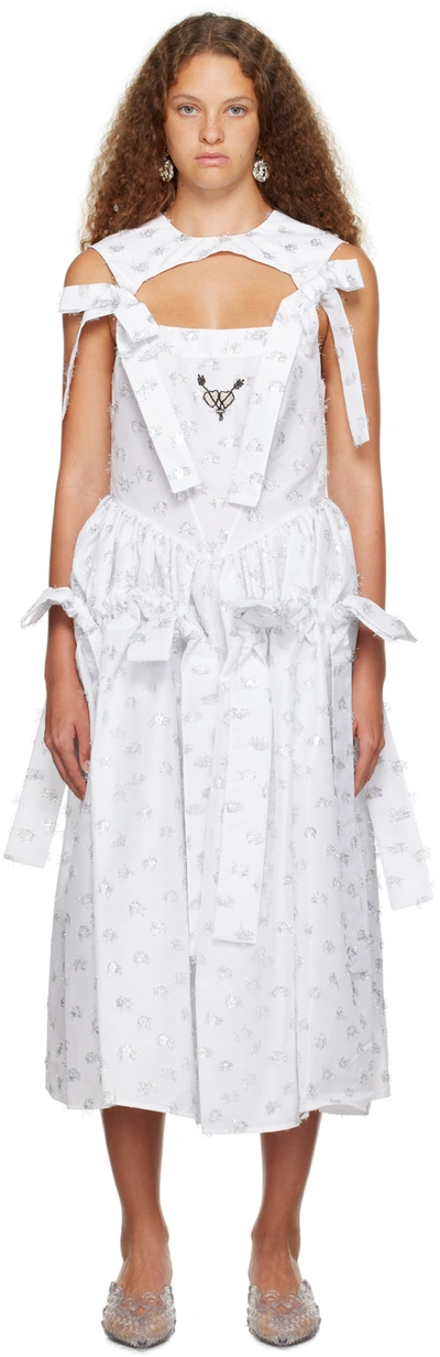 Chopova Lowena Ssense Exclusive White Wedding Carve Bow Midi Dress In White