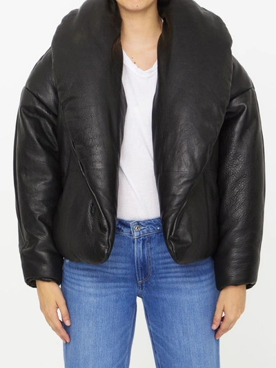 Shop Saint Laurent Cassandre Puffer Jacket In Black