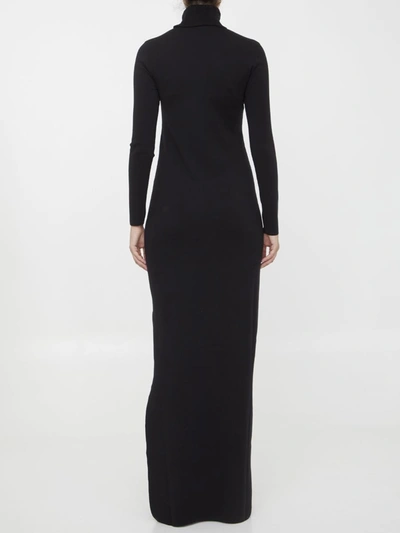 Shop Saint Laurent Long Dress In Wool In Black