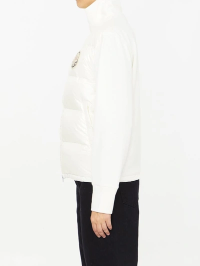 Shop Moncler Zip-up Padded Sweatshirt In White