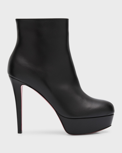 Shop Christian Louboutin Bianca Leather Red Sole Platform Booties In Black