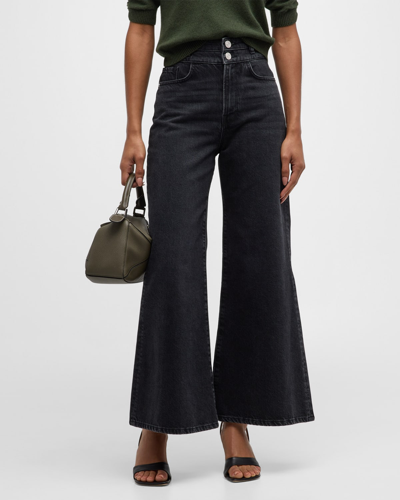 Shop Frame Le Palazzo Double Waistband Cropped Jeans In Inkblot