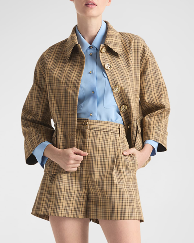 St John St. John Technical Plaid Wool-blend Jacket In Tnmu