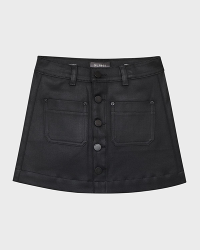 Shop Dl1961 Girl's Jenny Mini Skirt In Black Coated