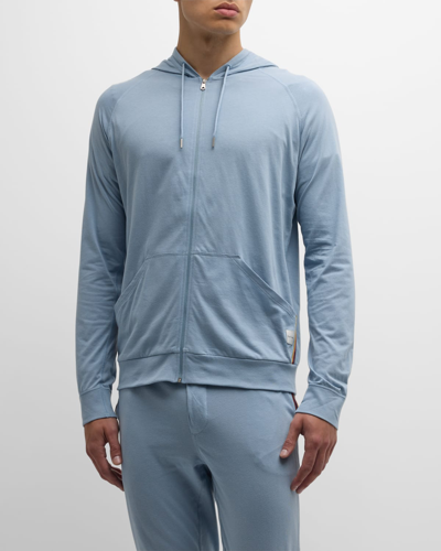 Shop Paul Smith Men's Cotton Jersey Hoodie In Light Blue