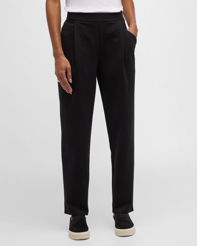 Shop Eileen Fisher Petite Pleated Flex Ponte Ankle Pants In Black