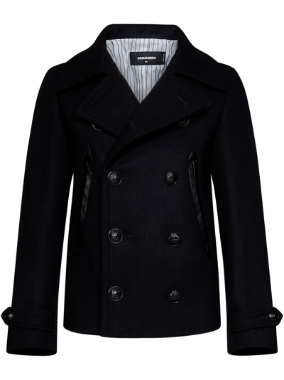 Dsquared2 Double-breasted Buttoned Jacket In Black