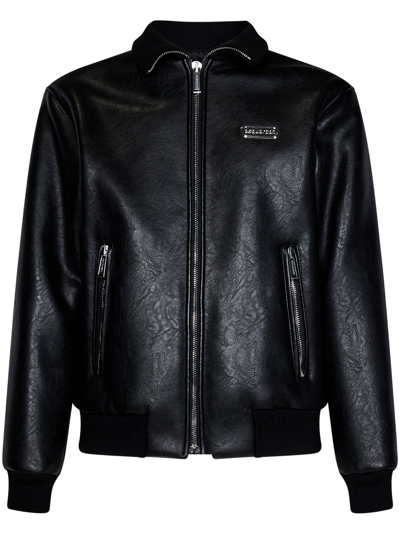 Dsquared2 Faux Shearling Black Bomber Jacket In Black