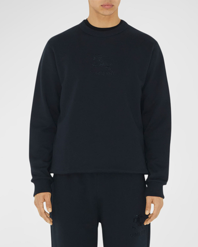 Shop Burberry Men's Tyrall Ekd Embroidered Sweatshirt In Smoked Navy