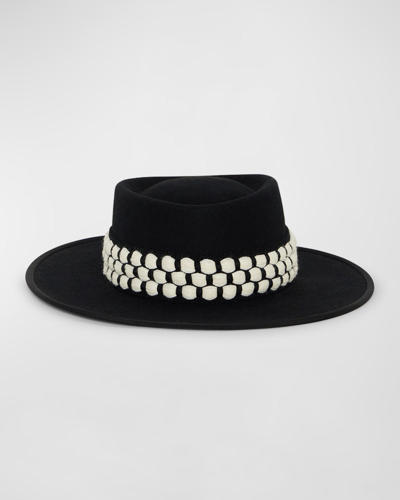 Shop D'estree Gerhard 23 Wool Felt Structured Hat In Black White