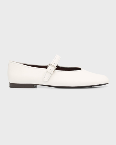 Shop The Row Boheme Leather Mary Jane Ballerina Flats In Opw White
