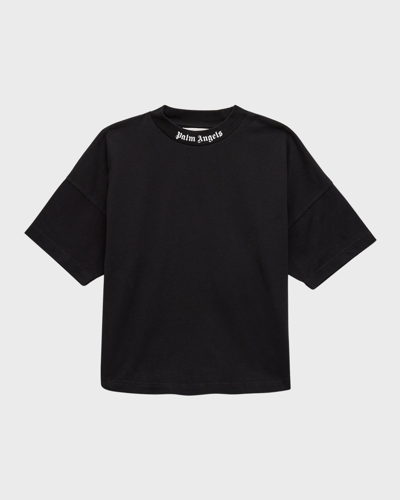 Palm Angels Kids Black Classic Overlogo T-shirt In Black White