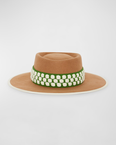Shop D'estree Gerhard 23 Wool Felt Structured Hat In Beige Green