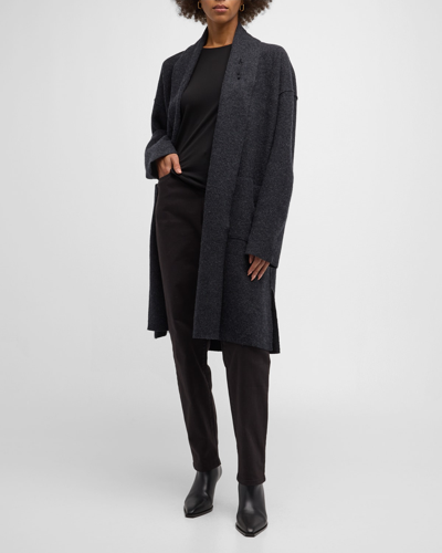 Shop Eileen Fisher Petite Shawl-collar Boiled Wool Coat In Charcoal
